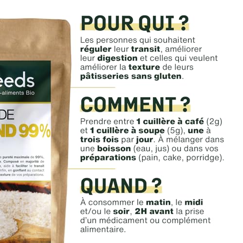 Transilia Psyllium Blond Bio 200 g – Pureté 99% | Transit & Digestion