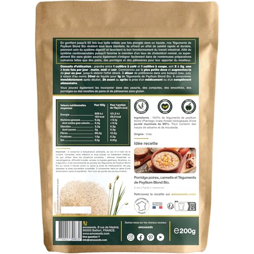 Transilia Psyllium Blond Bio 200 g – Pureté 99% | Transit & Digestion